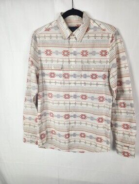 Topman Aztec Tribal Print Button Up Shirt Mens S Boho Western Festival Cotton